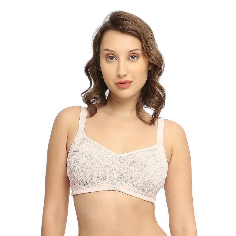 Full Coverage Non Padded Non Wired Lacy Bra-FB-709 Soft Support Bra