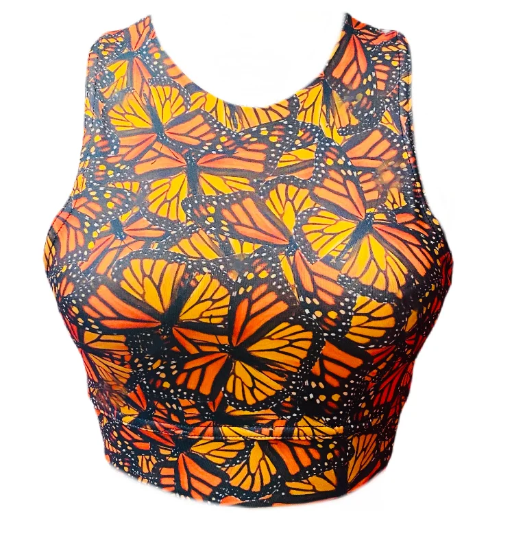 Monarch Crew Neck Sports Bra Sexy Mesh Bra