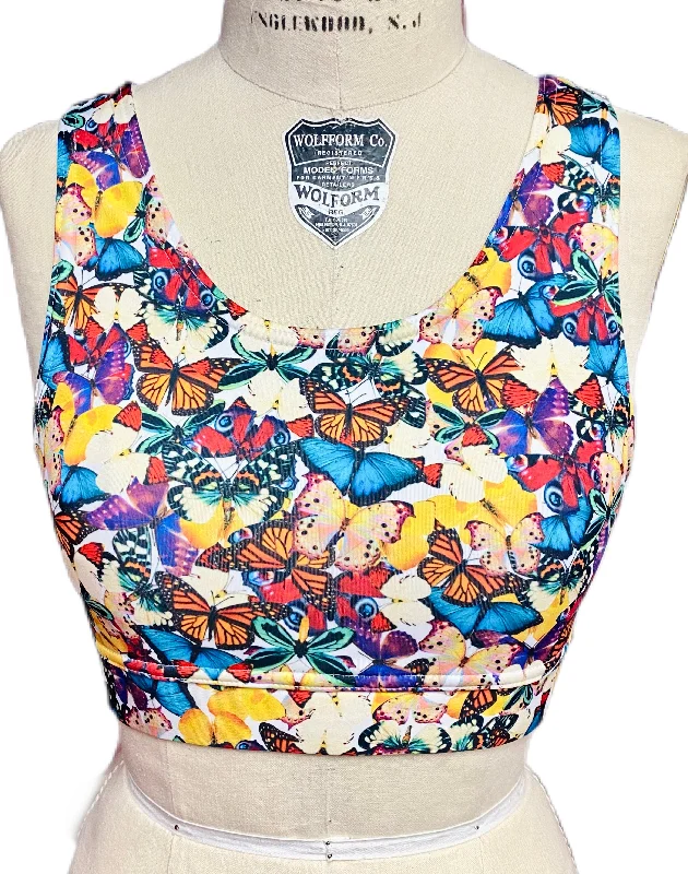 Multi-Butterfly Scoop Neck Sports Bra Breathable Wireless Bra