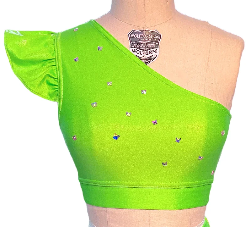 Neon Green Crystal Flutter Bra Soft Padded Bralette