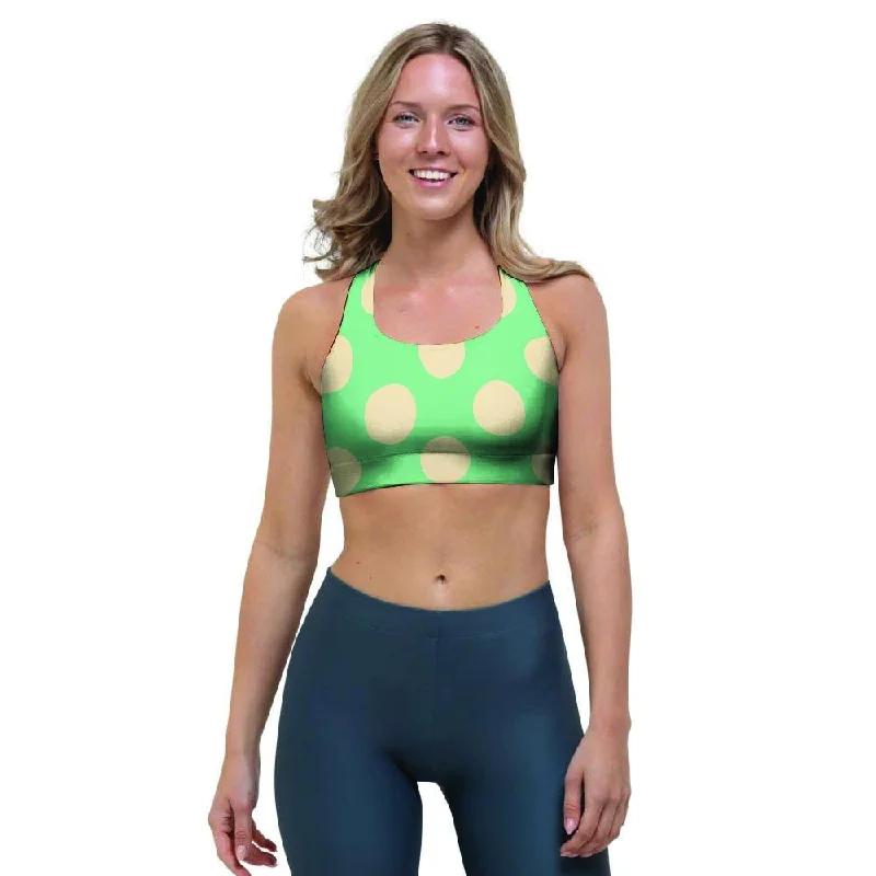 Pale Green Polka Dot Sports Bra Light Seamless Bra