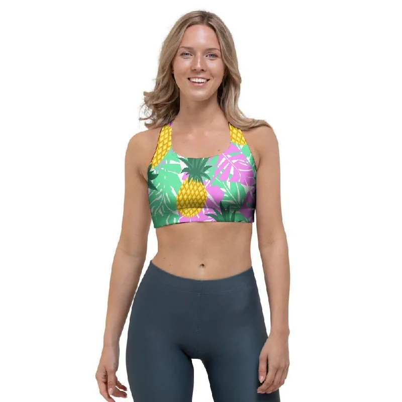 Pineapple Print Sports Bra Active Support Bra