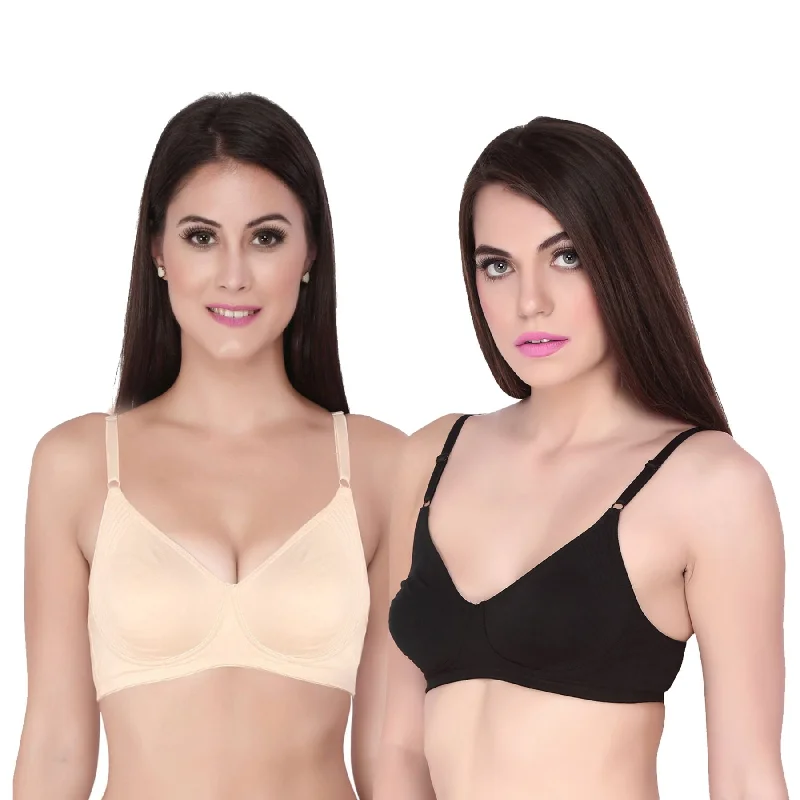 Semi Coverage Encircle Non Padded Non Wired Cotton Bra (PACK OF 2) CB-305 Cozy Sleep Bra