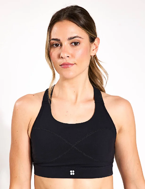 Power Medium Support Sports Bra - Black Stylish Strapless Bra