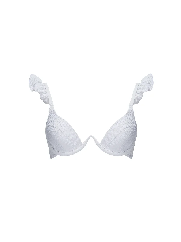 The Ruffle Bra - Ivory Honeycomb Soft Strapless Bra