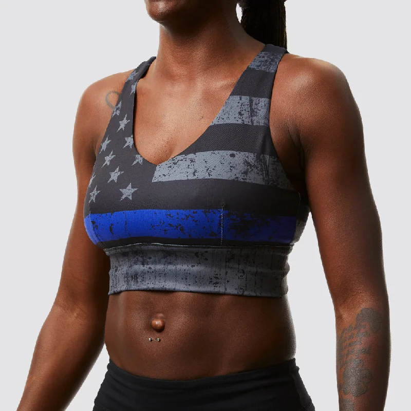 X-Factor Sports Bra (Thin Blue Line Gunmetal) Comfortable Active Bra