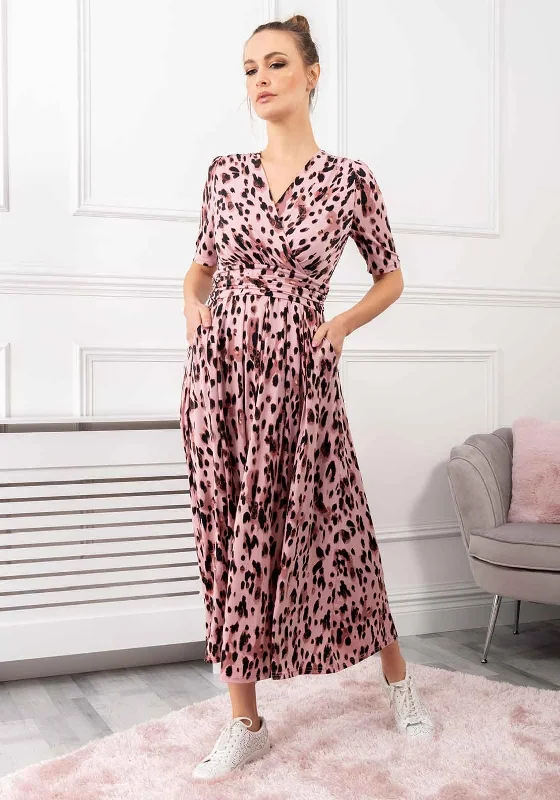 Jolie Moi Coleen Abstract Print Maxi Dress, Pink Stylish Boho Maxi Dress