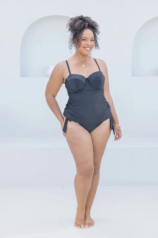 Black Tankini Minimalist One-Piece