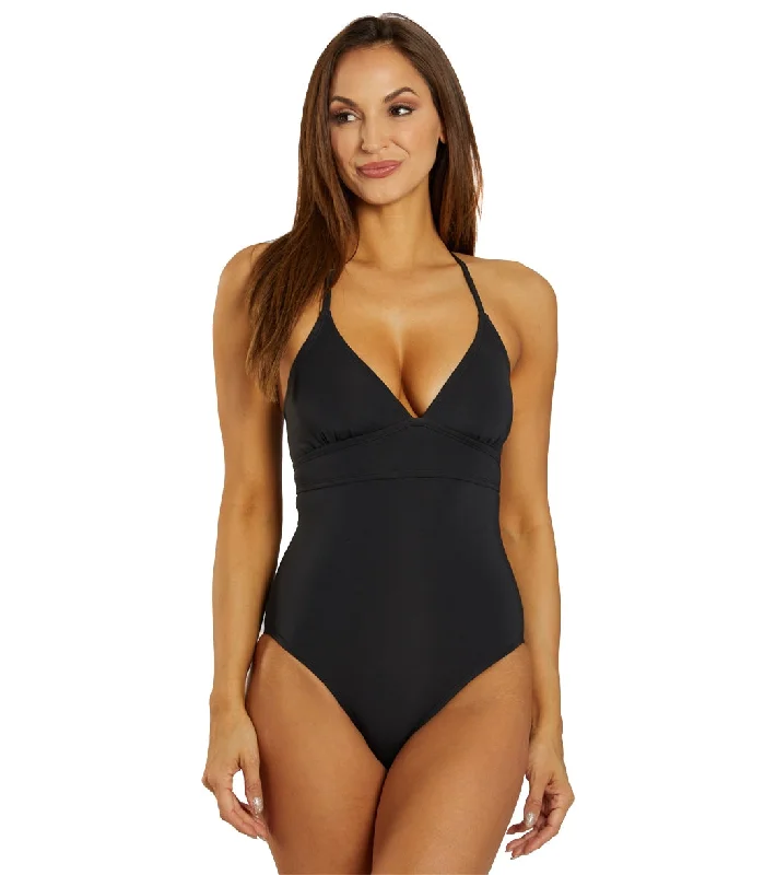 Carve Designs Dahlia Long Torso One Piece Swimsuit Black Reversible Bikini Set