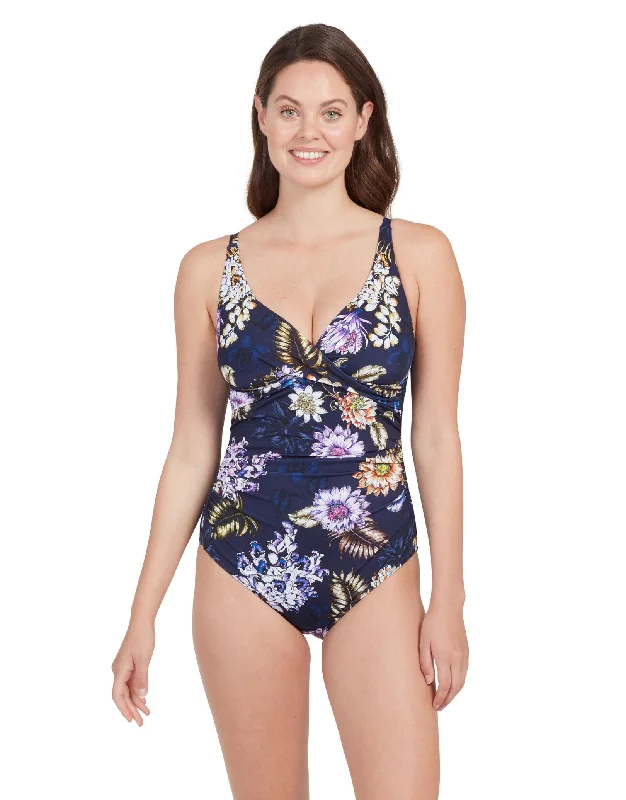 Enigma Mystery Classicback Swimsuit - Navy/Multi Stylish Cover-Up Set