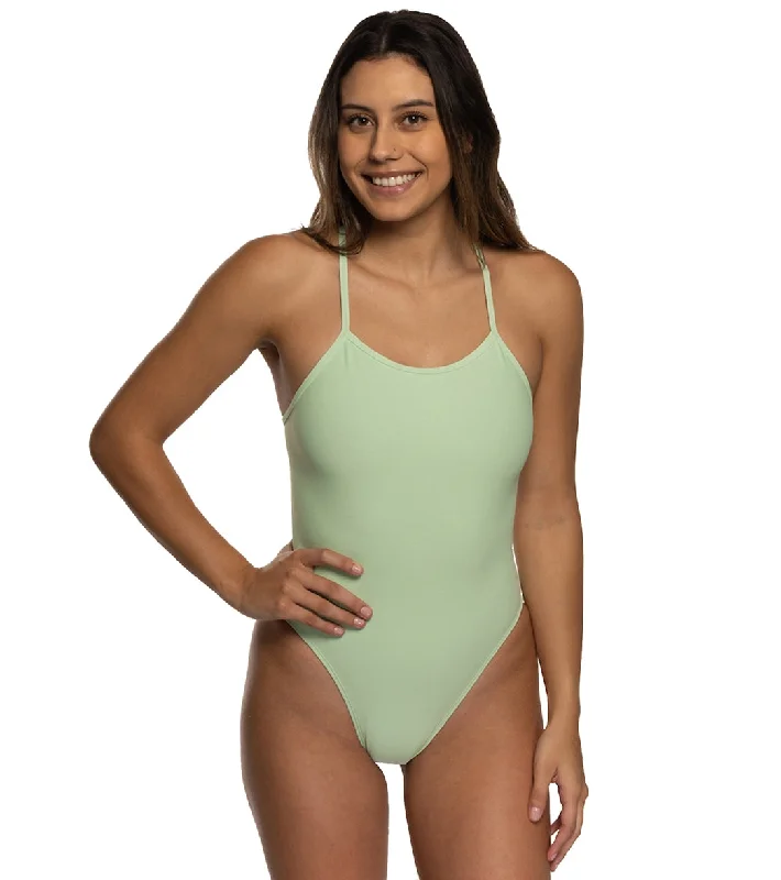 JOLYN Women's Perry Solid One Piece Swimsuit Minted Vibrant Bikini Bottoms