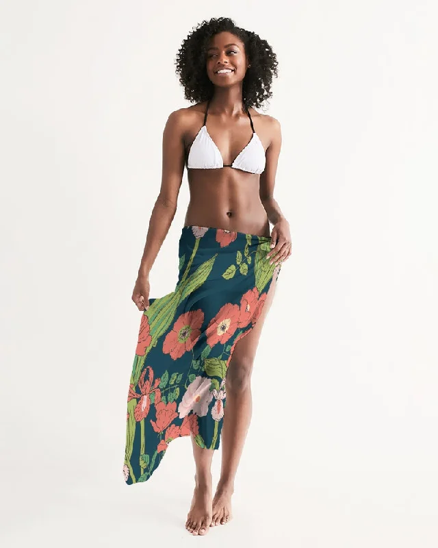 Seychelles Floral Swimsuit Cover Up, Women's Long Sarong Elegant Swim Dress