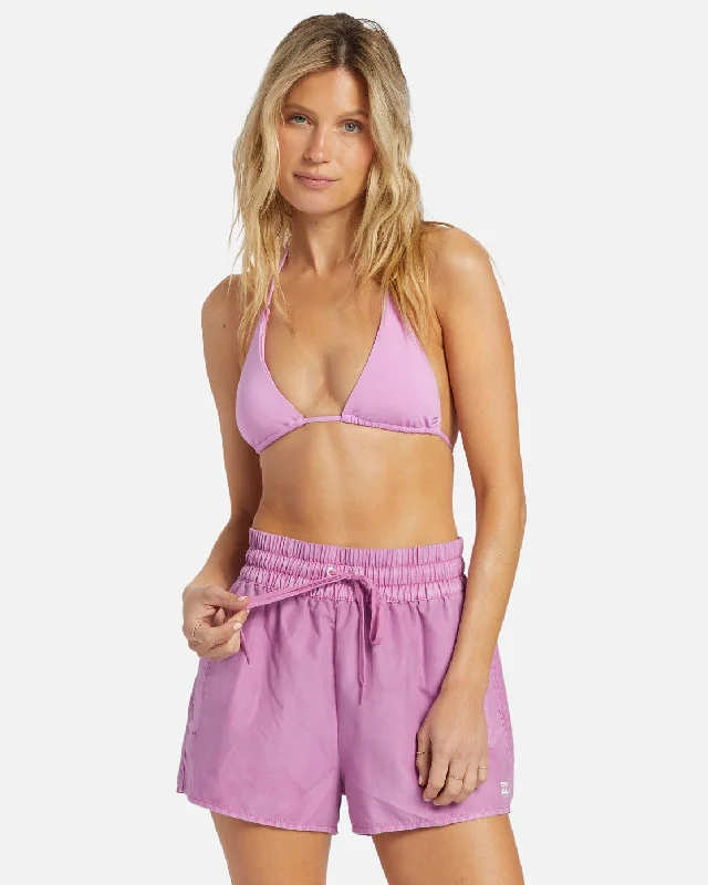 Sol Searcher New Elastic Waist Swim Trunks - Lush Lilac Mesh Panel Swimwear