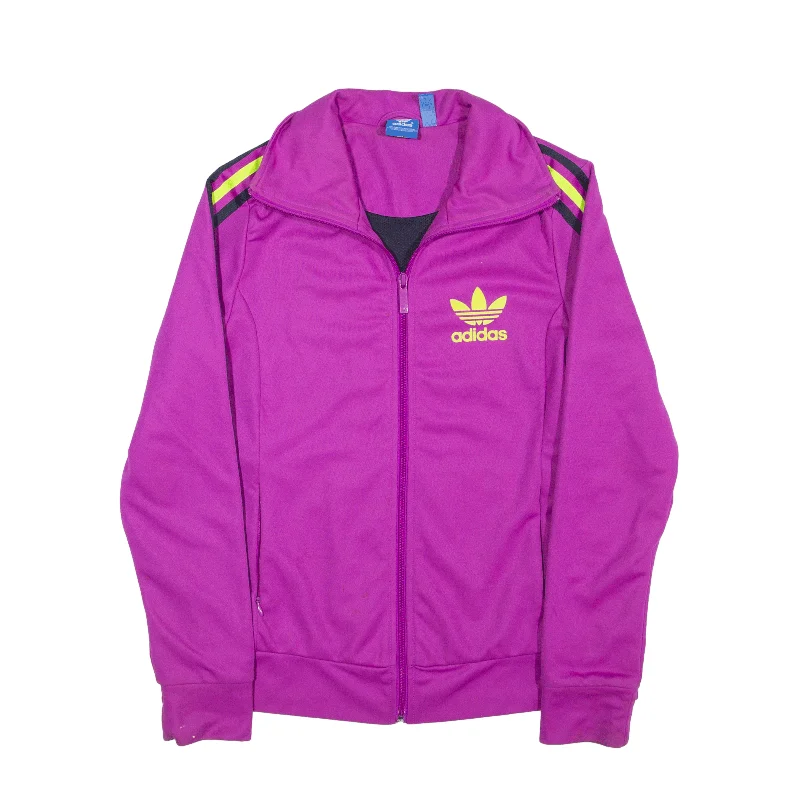 ADIDAS Track Jacket Purple Womens UK 12 Knit Fabric Woven Fabric Fleece Fabric