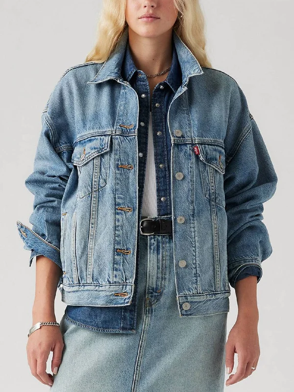 90's Trucker Soft As Butter Mid Jacket One-Shoulder Jacket Off-the-Shoulder Jacket Asymmetrical Jacket