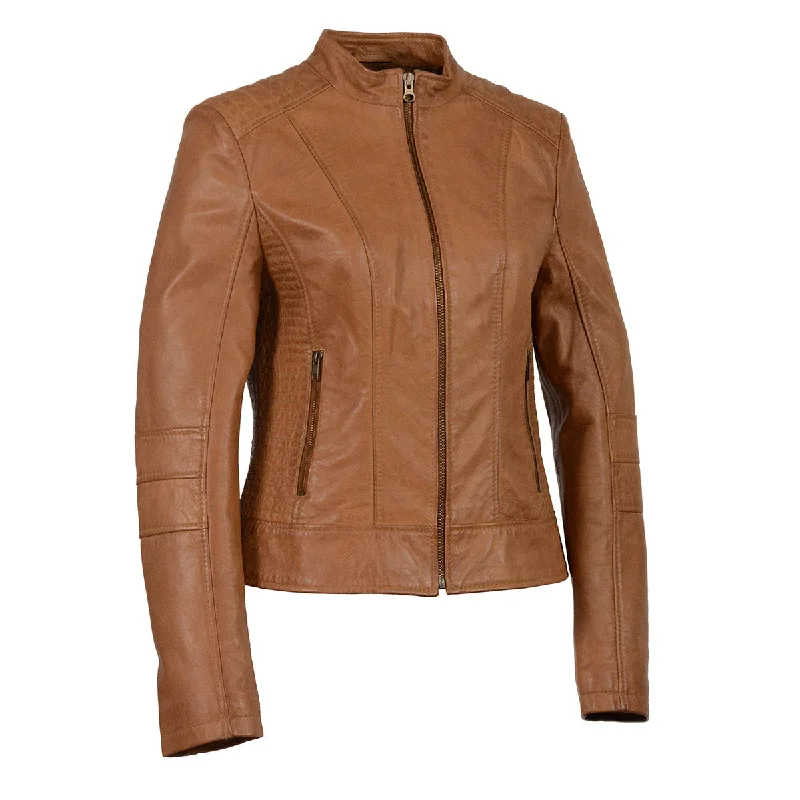 Milwaukee Leather SFL2860 Women's Saddle Zip Front Stand Up Collar Leather Jacket V-Neck Jacket Boat Neck Jacket Square Neck Jacket