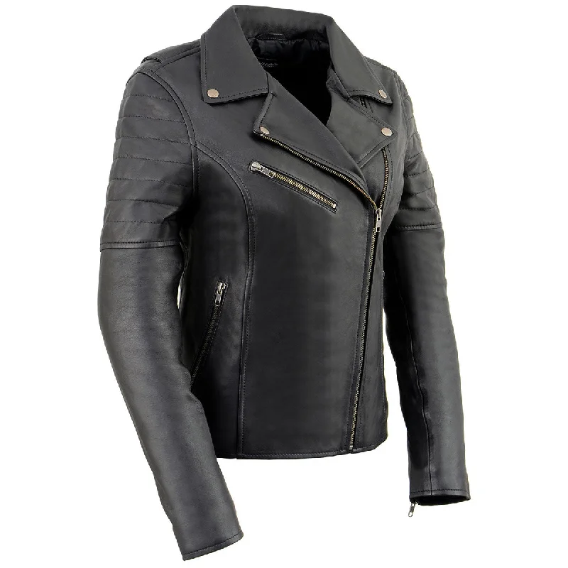 Milwaukee Leather SFL2870 Women's ‘Duchess’ Black Motorcycle Style Fashion Casual Leather Jacket Mesh Jacket Canvas Jacket Denim Jacket