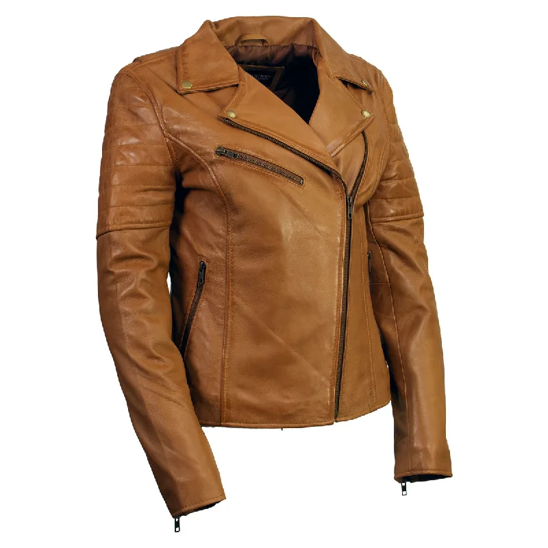 Milwaukee Leather SFL2870 Women's ‘Duchess’ Whiskey Motorcycle Style Fashion Casual Leather Jacket Quilted Jacket Puffer Jacket Insulated Jacket