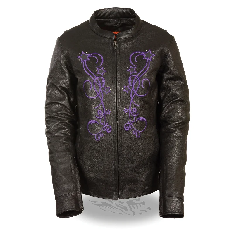 Women's Reflective Star Jacket w/ Rivet Detailing Belted Jacket Elasticated Jacket Padded Jacket