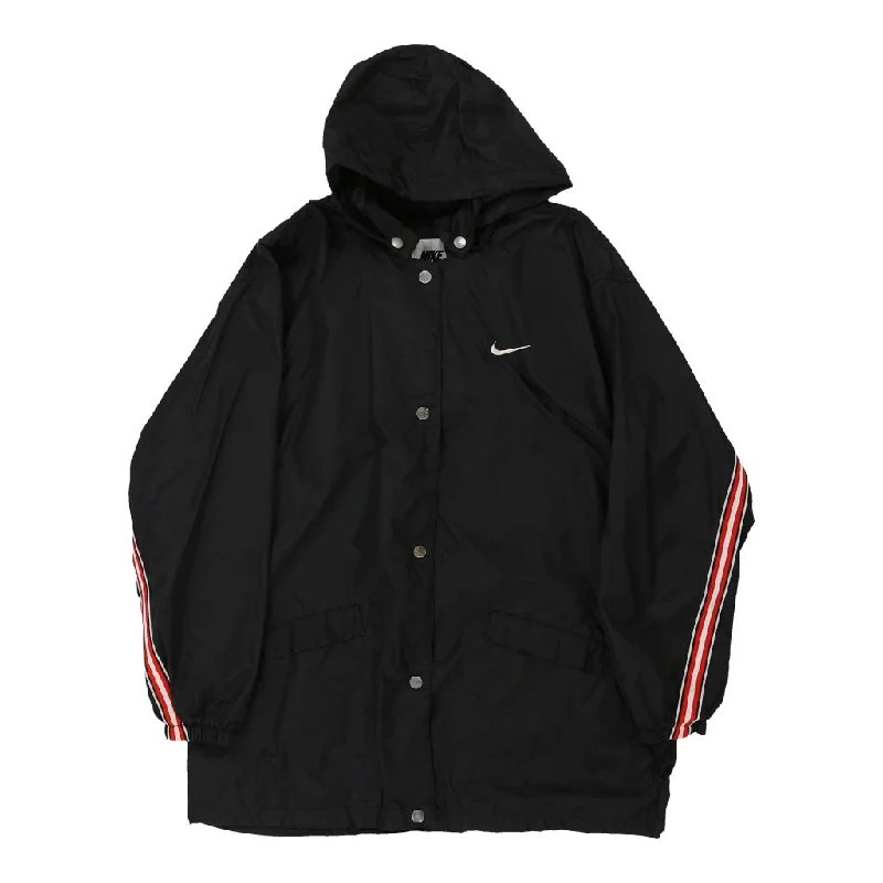 Nike Jacket - Medium Black Polyester Hoodie Zip-Up Jacket Button-Up Jacket