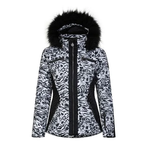 Regatta Womens/Ladies Julien Macdonald Mastery Animal Print Ski Jacket Front Pockets Side Pockets Patch Pockets