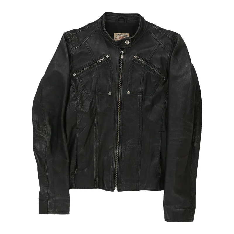 Scout Leather Jacket - XS Black Leather Fleece Jacket Down Jacket Feather Jacket