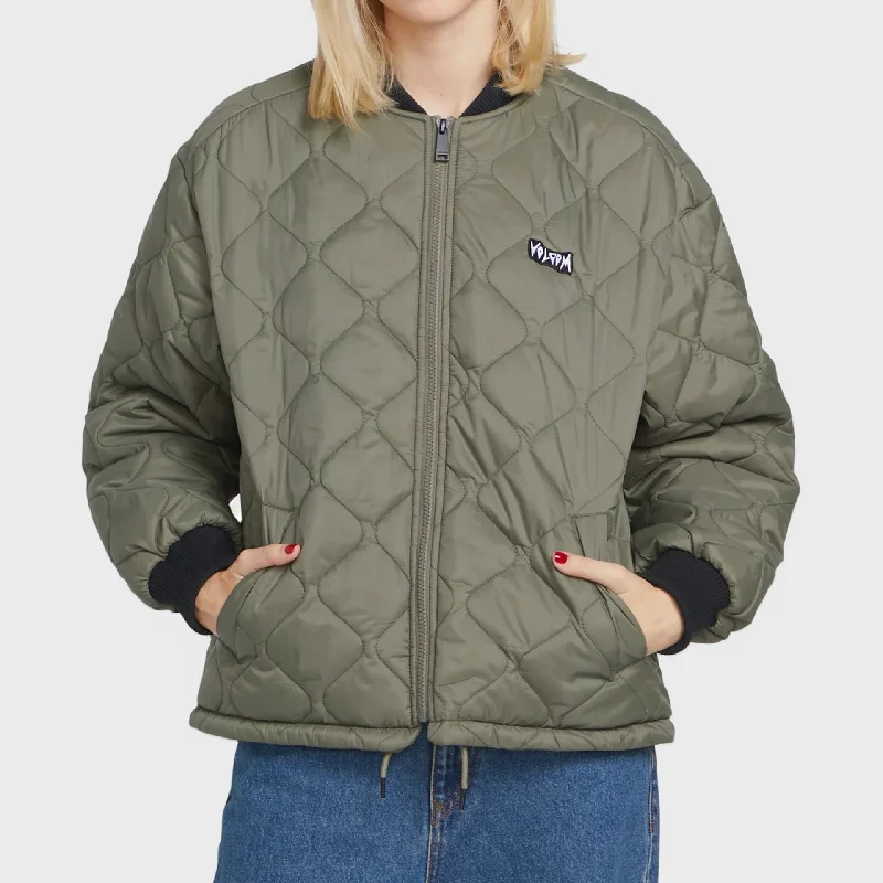 Volcom Womens Milie Jacket - Wintermoss Elasticated Jacket Padded Jacket Insulated Jacket