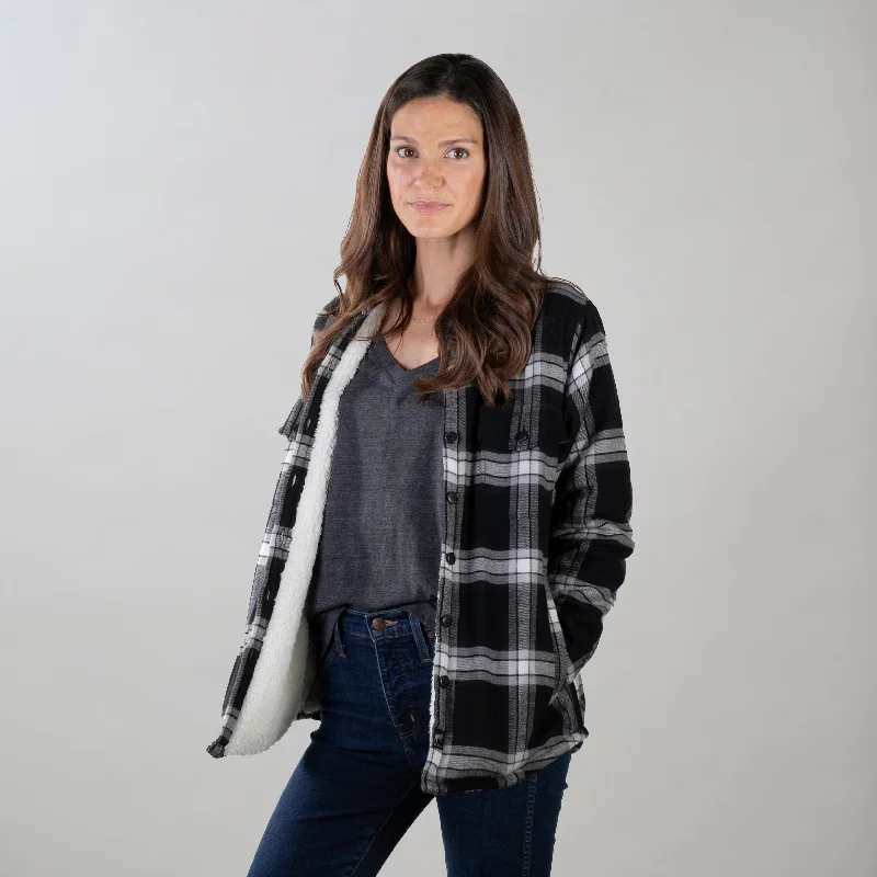 Women's Northwood Sherpa Insulated Flannel Jacket- RP Onyx Black Elasticated Jacket Padded Jacket Insulated Jacket