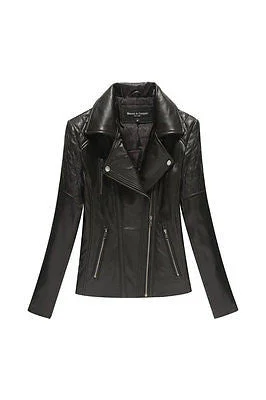 WOMEN'S SHORT MOTORCYCLE LOOK JACKET W/QUILTED LOOK W/DIAGONAL ZIP VERY SOFT Cotton Jacket Linen Jacket Terry Jacket