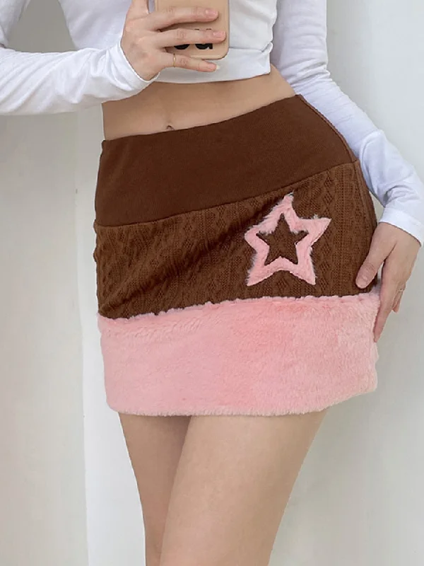 Aesthetic Star Print Knitted Mini Skirt tulle skirt dreamy