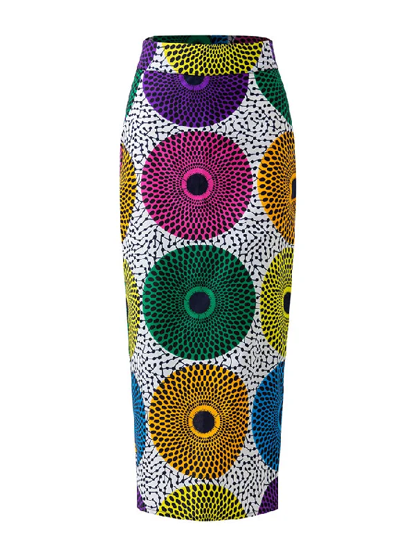 African Ankara Print Midi Skirt For Women denim skirt trendy