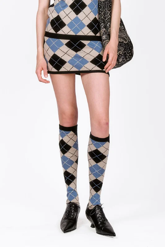 Argyle Knitwear Skirt leather skirt bold