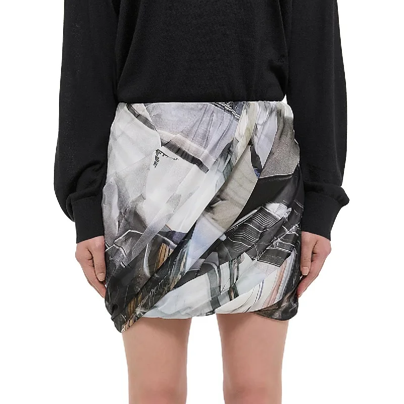 Womens Silk Bubble Mini Skirt chiffon skirt flowing