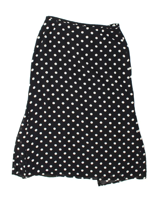 BIANCA Womens A-Line Skirt UK 18 XL W34  Black Polka Dot cashmere skirt soft