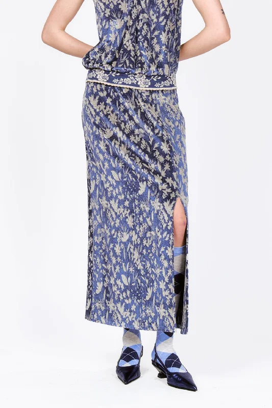 Bluebell Velour Maxi Skirt with Slit lightweight skirt design