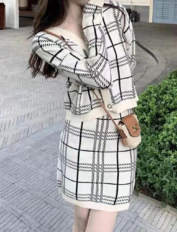 Celebrity Style Skirt Knitted Two-piece Suit mini skirt trendy