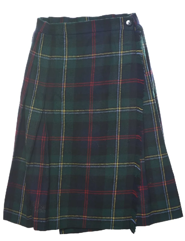 Dark Green Pleated Skirt - M cashmere skirt fine