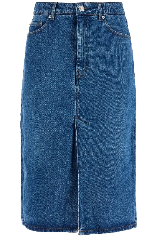 Denim Midi Skirt In Seven zip skirt side