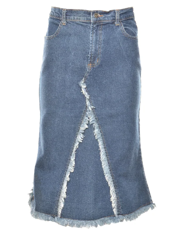 Frayed Edge 1990s Denim Skirt - S denim skirt fashionable