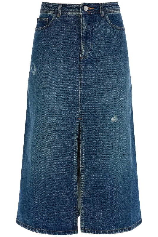 Georgia Denim Midi Skirt In silk skirt lustrous