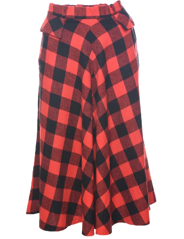 Gingham Flared Skirt - S satin skirt smooth