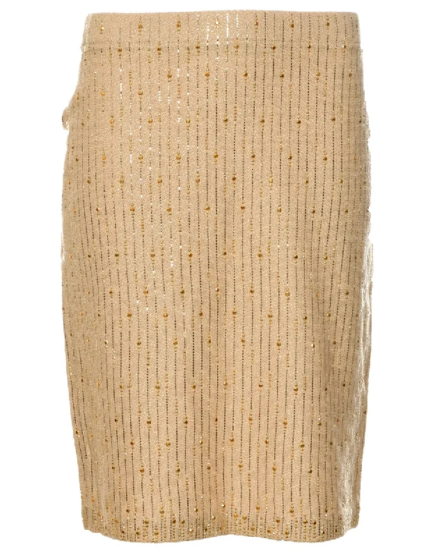 Gold Midi Skirt - M wool skirt warm