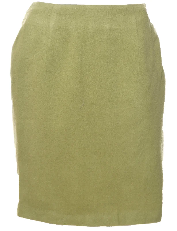 Green Skirt - M silk skirt luxurious