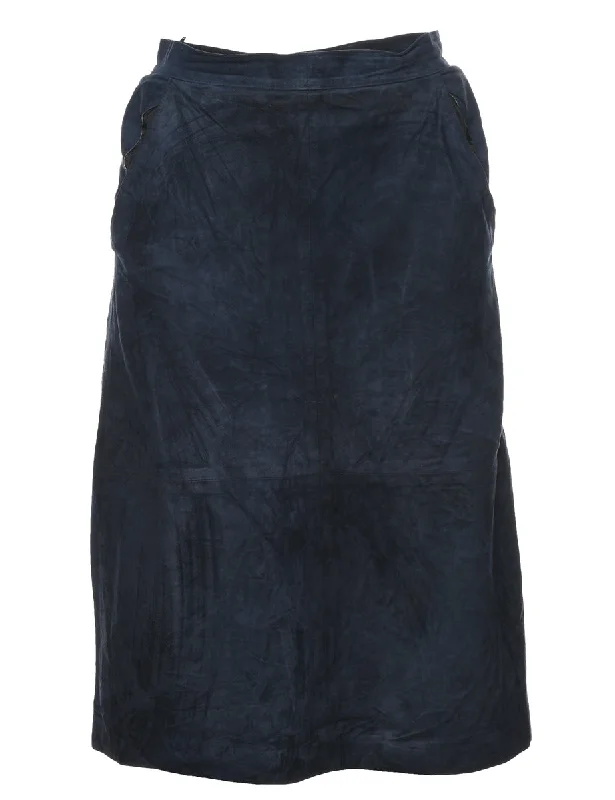 Navy Suede A-line Skirt - M high waist skirt