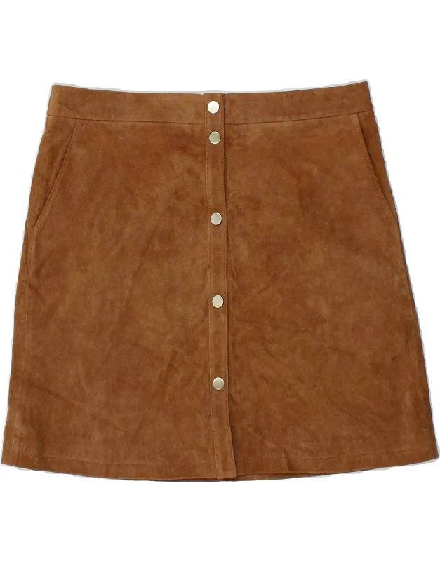 ORSAY Womens Leather Skirt EU 40 Medium W32  Brown Leather linen skirt airy