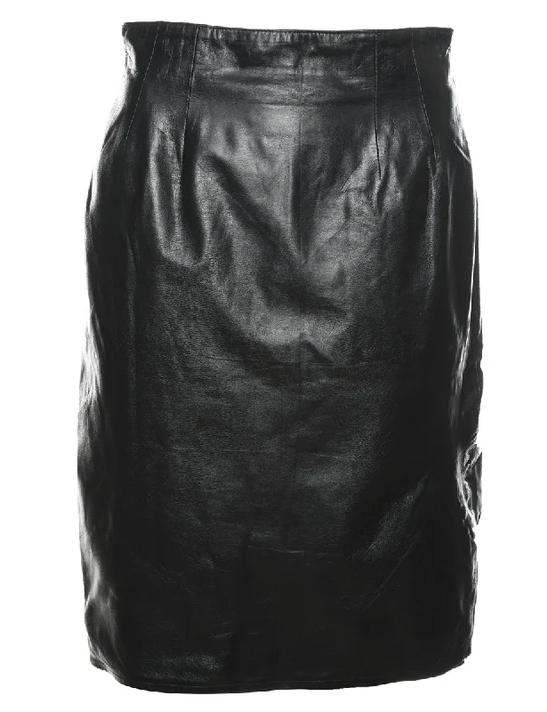 Pencil Shape Leather Skirt - S casual skirt length