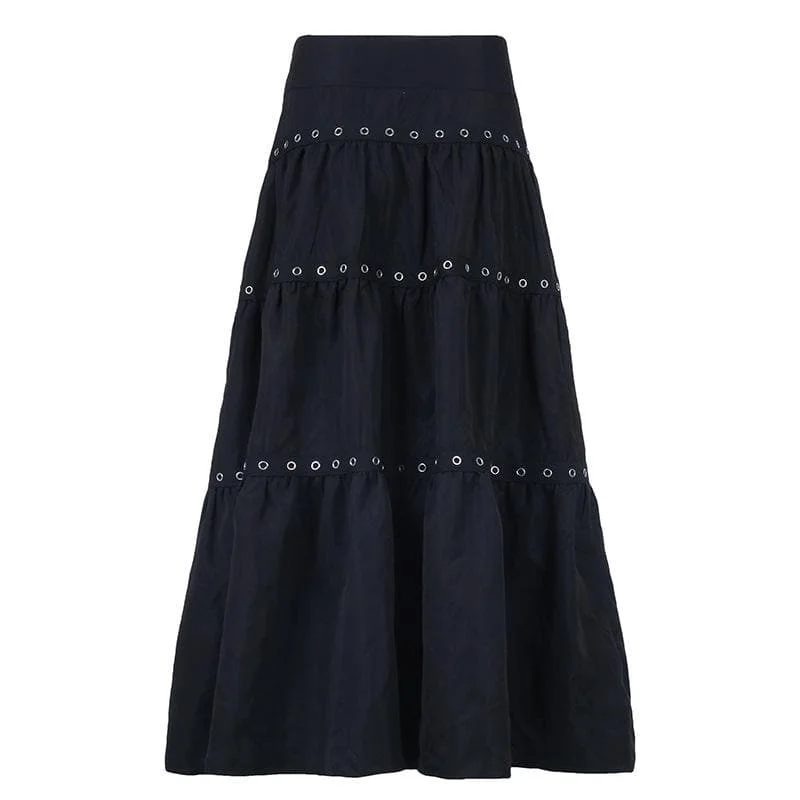 Ruched patchwork solid stitch midi skirt modal blend skirt