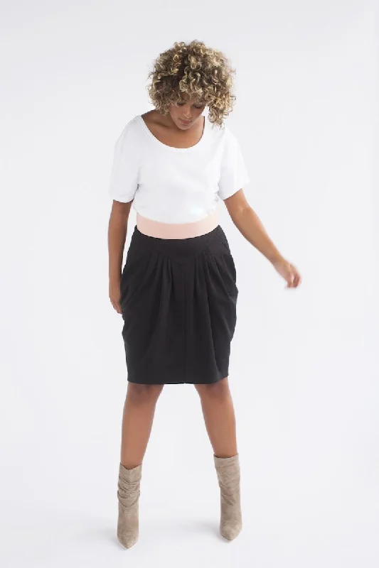 See Rose Go Pleated Skirt - Black modal blend skirt