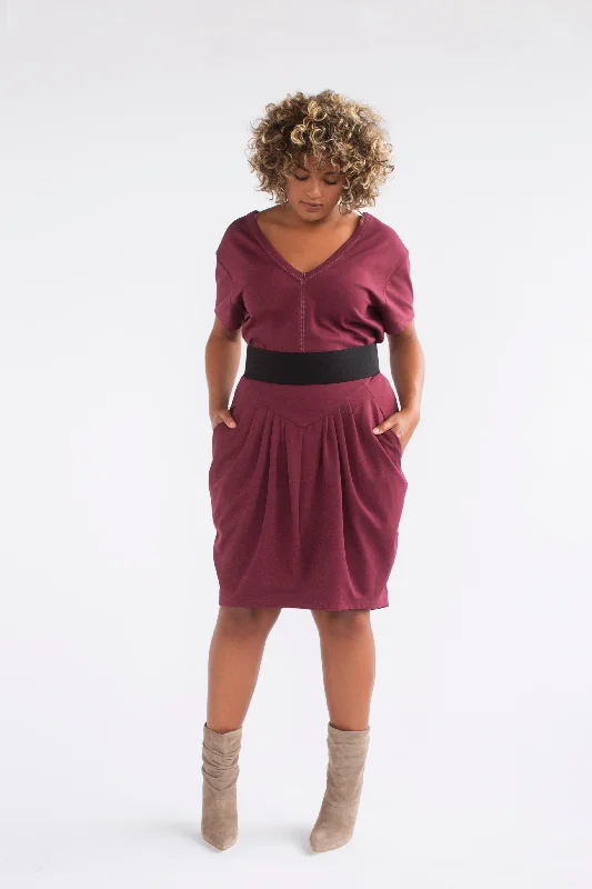 See Rose Go Pleated Skirt - Burgundy midi skirt versatile