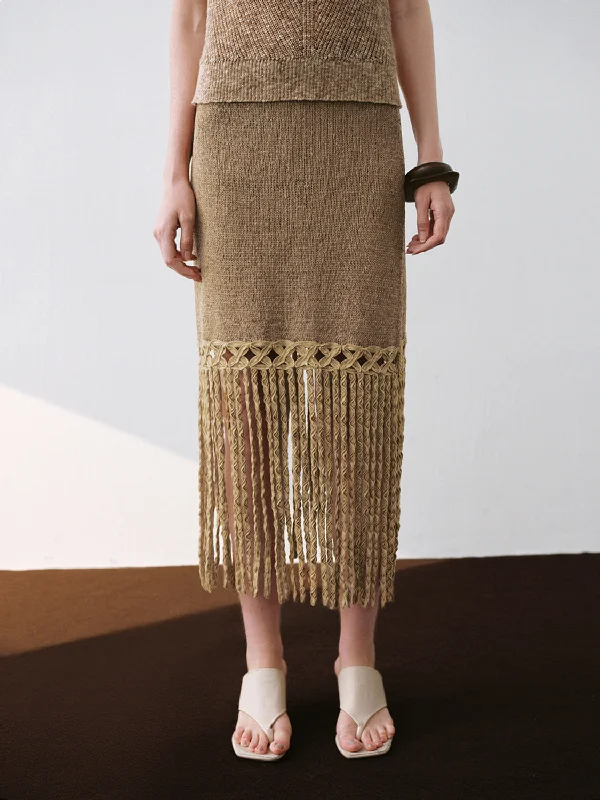 Tassel Knitted Skirts pencil skirt chic